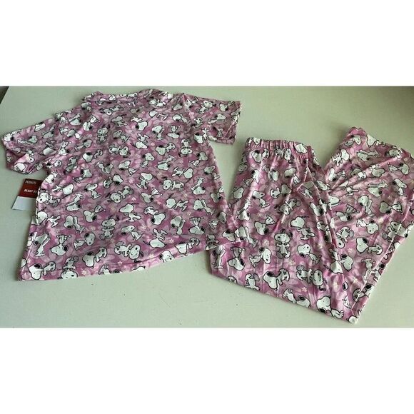 Peanuts SNOOPY Pink Women’s Sz S Pajama PJ Set Pants Long Sleeve Soft Daisies - Picture 10 of 10